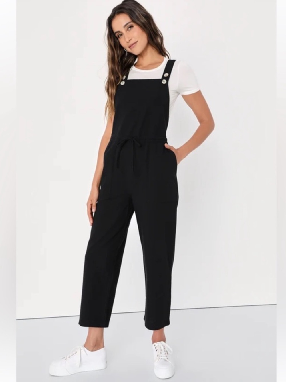 Rhythm Verona Black Linen Cotton Wide Leg Jumpsuit Medium